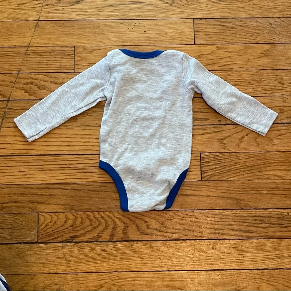 Swiggles Blue and Gray Bodysuit with Playful Text